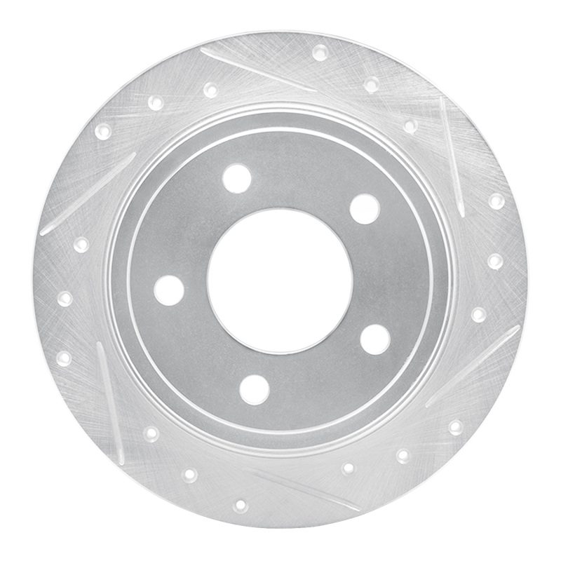 Chrysler Concorde Brake Rotor (1) - Rear Right - R1 Concepts - Drilled & Slotted - Silver - `93-`04